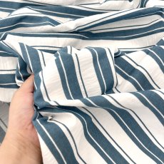 画像13: NO.171 先染めボーダーストライプ　twill 　ブルーホワイト (13)