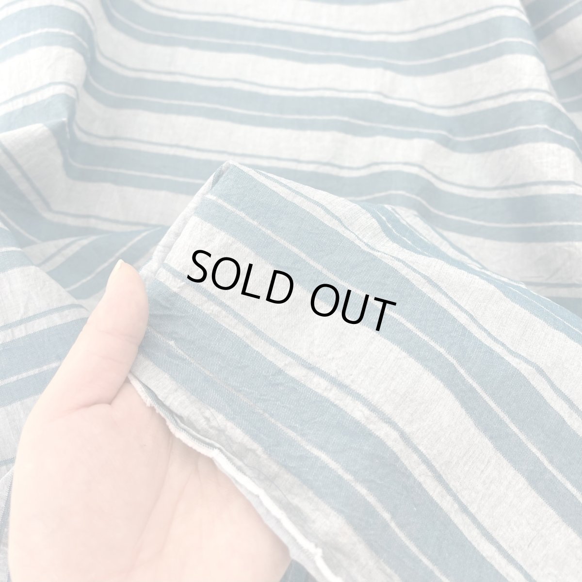 画像4: NO.172　先染めボーダーストライプ　twill 　ブルー (4)