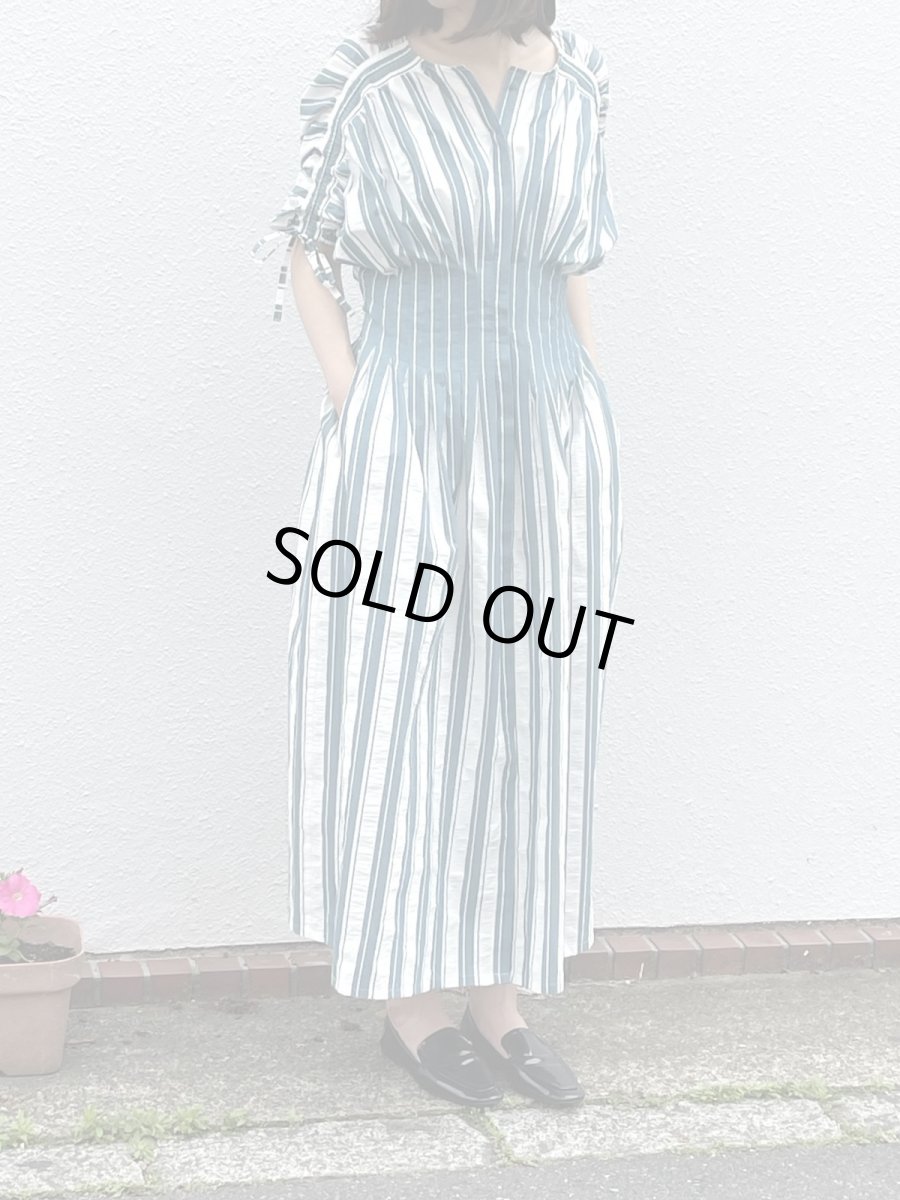 画像8: NO.171 先染めボーダーストライプ　twill 　ブルーグレーホワイト (8)